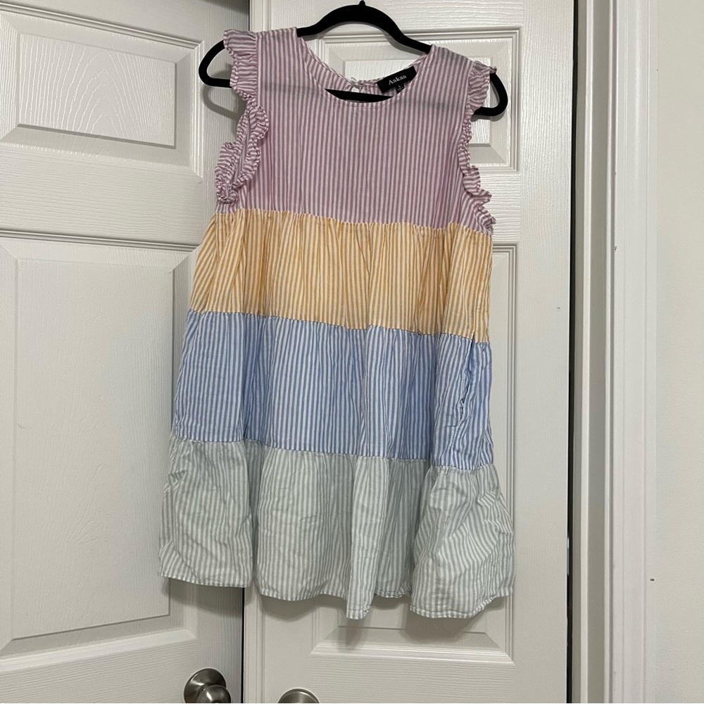 Tiered Multi Color Babydoll Tank Dress
